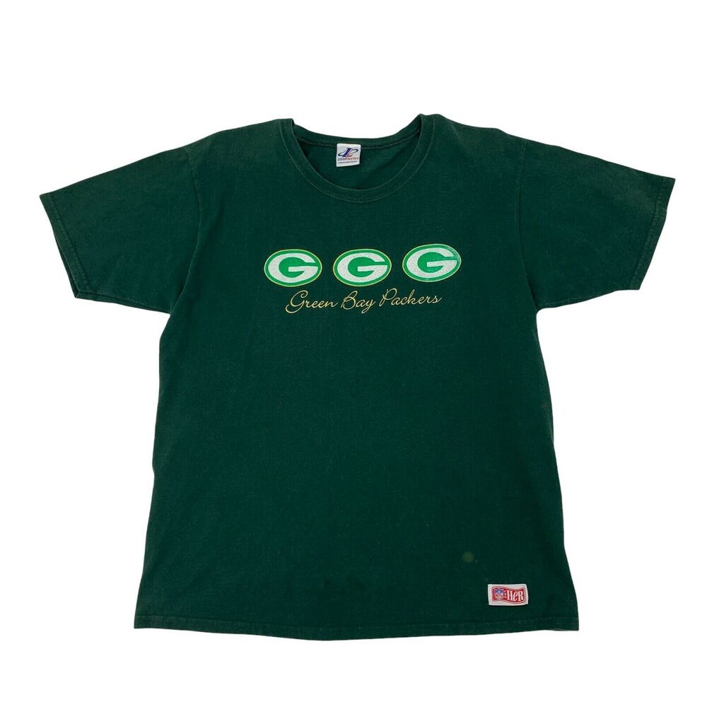 Vintage Green Bay Packers T Shirt Womens Size L Short Sleeve Cotton Made USA 90s